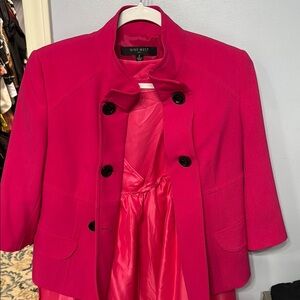 Nine West Pink Cropped Blazer Structured Suit Jacket